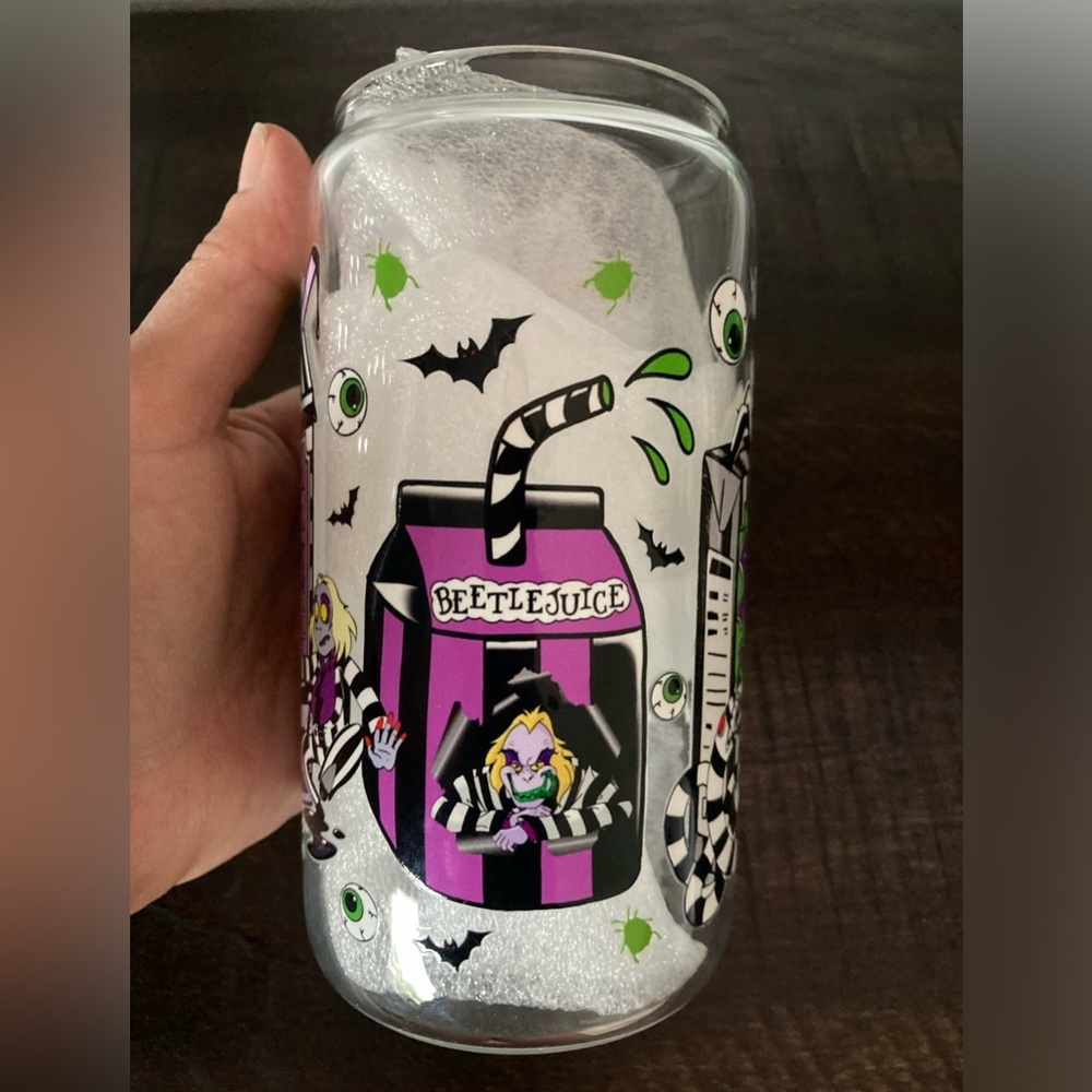 Hand Crafted Beetlejuice Glass Tumbler - Picture 9 of 11
